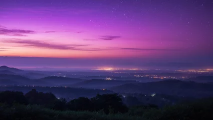 Fotobehang Zonsondergang Beautiful purple sky at sunset and a view of the night. Even with a background, the blend of vanilla pink and violet tones creates a delightful and charming atmosphere.  © TheWaterMeloonProjec