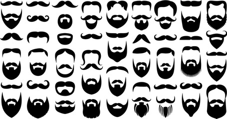 Beard and mustache styles vector set different type beards mustaches collection barber shop design template editable stock vector illustration