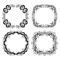 Label Decorative Vector Floral Frames Set Collection
