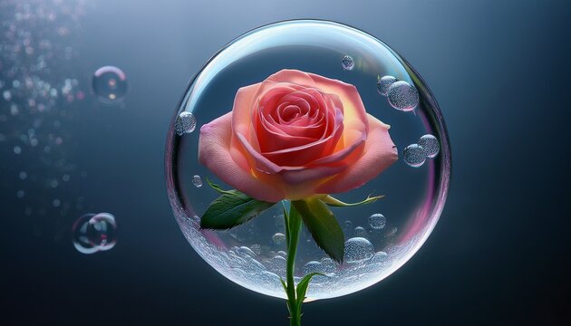 une rose dans une bulle genere par ia