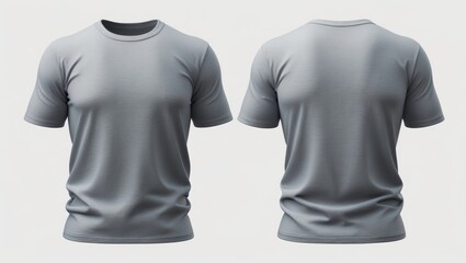 Gray T-shirts front and back view, serve as a design template isolated on white background, t shirt mockup.