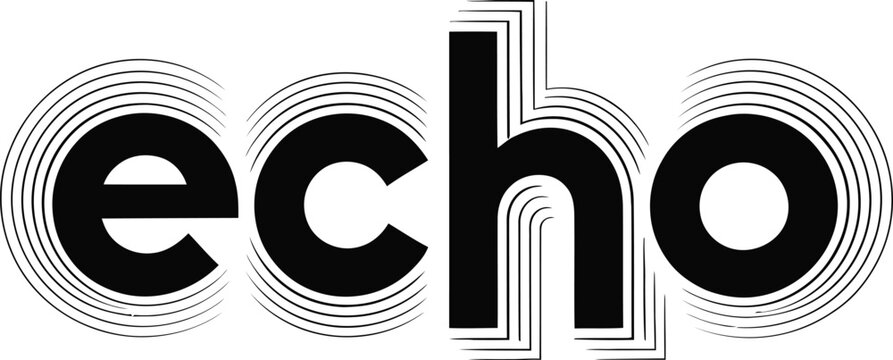 Artistic black and white typography design of the word echo with concentric circle effects