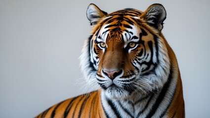 Obraz premium Stunning tiger in isolation against a plain background.