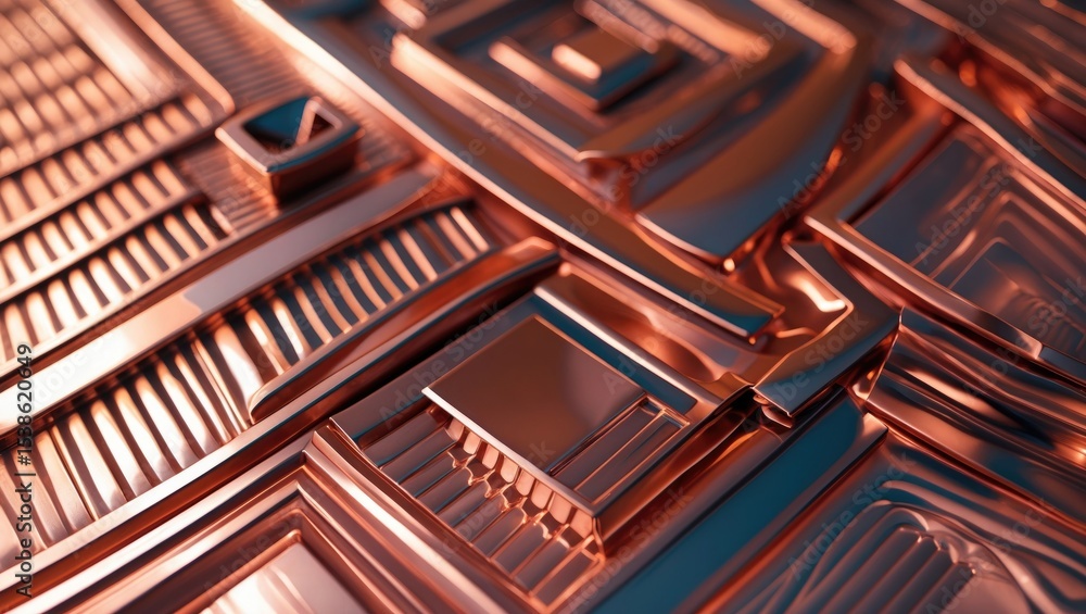 Aufkleber a detailed close-up of a copper surface with a combination of textured dots and geometric patterns, 