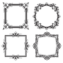 Photo Decorative Vector Floral Frames Set Collection
