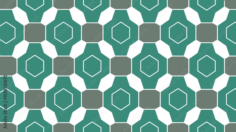 Poster seamless geometric pattern background vector design hexagon square shapes teal gray beige abstract r