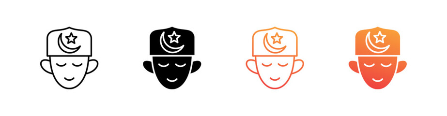 Muslim Multiple Style Icon Set Vector 