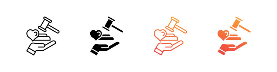 Charity Auction Multiple Style Icon Set Vector 