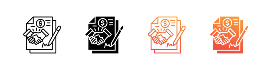 Sponsorship Multiple Style Icon Set Vector 