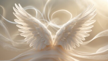 From Your Angels A Message Lovely white light-filled angel wings against a flowing field of energy forms with copy space