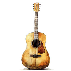 Obraz premium watercolor of Acoustic Guitar, vector, isolated on a white background.