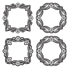 Scrapbooking Decorative Vector Floral Frames Set Collection
