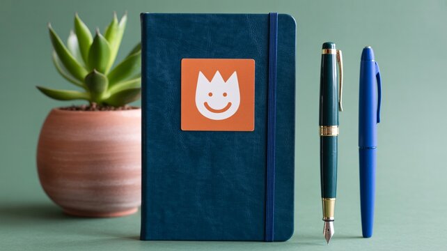 Stylish Notebook Stationery Set with Pens and Succulent Plant for Creative Writing and Office Desk Decor