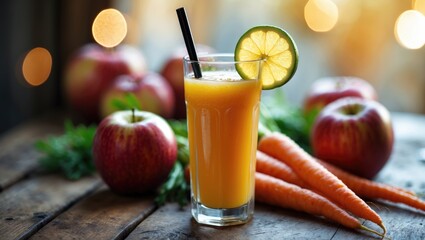 Fototapeta premium Fresh squeezed organic natural juice made from pure ingredients.