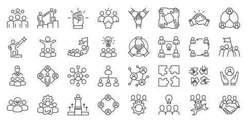 Collaborative Leadership set of web icons in line style. collaborative leadership, team leadership and teamwork. Vector illustration.