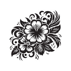 flower silhouette, editable vector image