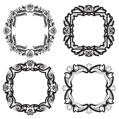 Card Decorative Vector Floral Frames Set Collection
