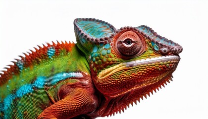 Fototapeta premium isolated extreme close up of a vibrant chameleon