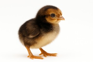 A young chick representing a chicken breed from Southeast Asia, symbolizing free-range or village chickens, shown against a plain white backdrop.