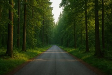 A pathway through the forested area