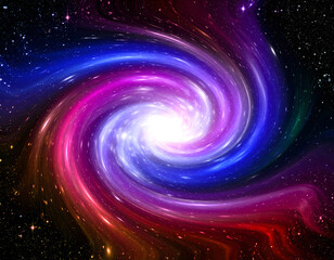 Obraz premium Vibrant Spiral Galaxy Cosmic Nebula Stellar Swirl Colorful Space Background Astronomical Image