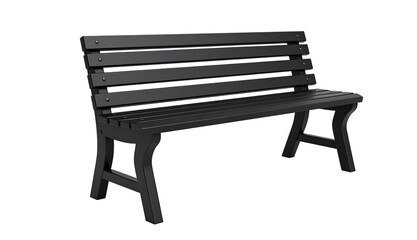Black metal park bench isolated on transparent background