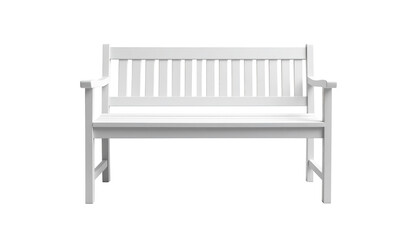 White wooden bench isolated on transparent background