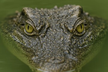Fototapeta premium Detailed view of a crocodile's eyes