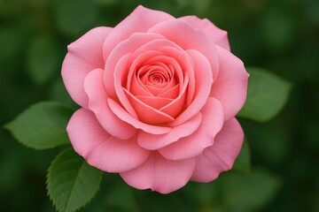 Detailed view of a pink rose blossom