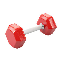 Red Hex Dumbbell  Isolated Fitness Equipment on Transparent Background, png