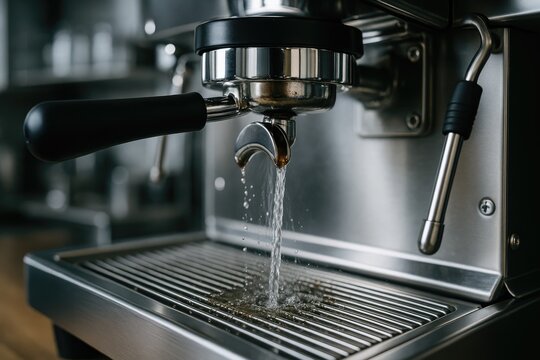 Detailed view of a barista cleaning a high-end coffee machine in 4K resolution