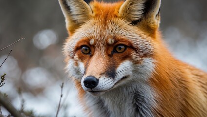 Fototapeta premium Detailed shot of a wild red fox's face