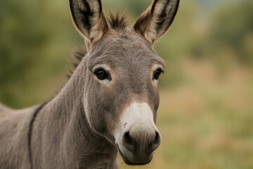 Obraz premium Detailed view of a gray donkey's head