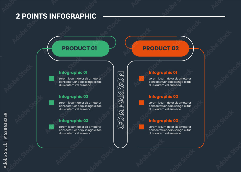 Aufkleber comparison choice infographic process diagram with box table with round header and stacked list with