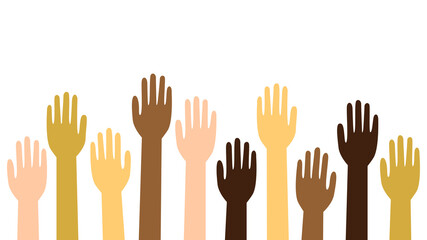 いろんな肌色の10本の手のイラスト