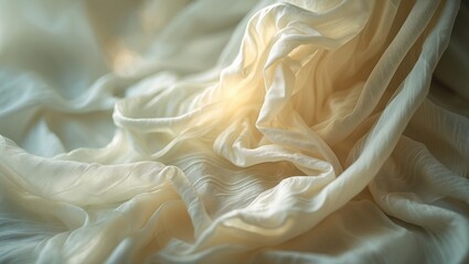 Elegant White Fabric Pattern with Gentle Wrinkles for Minimalist Backgrounds and Artistic Designs