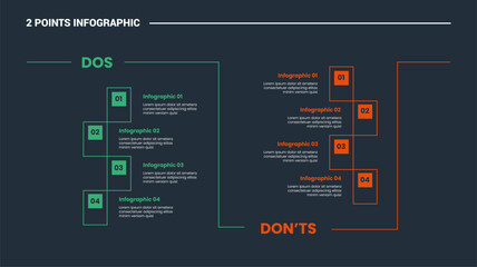 comparison choice infographic process diagram with creative rectangle box vertical list side by side with outline style vector