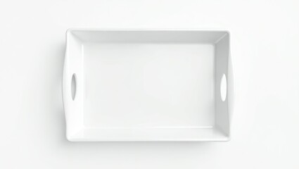 Square white plastic mirror hanging on wall isolated