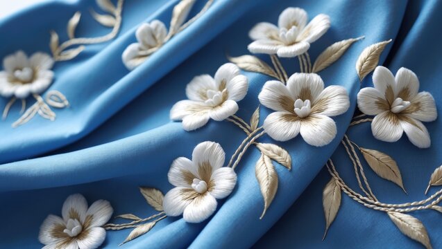 Traditional Lucknowi Chikan showcasing intricate white thread embroidery with floral motifs