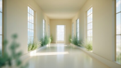 Blurry abstract defocused image of a hotel hallway.