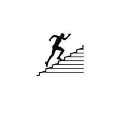 man running upstairs silhouette on white background