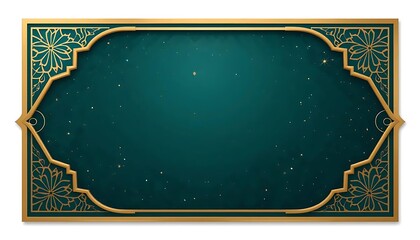 Elegant luxury Islamic frame with gold and green elements. Ideal for Eid, Ramadan, greeting cards, event invitations, or certificate templates with a classic Islamic motif.