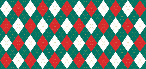 Christmas argyle seamless pattern. Geometric background for Christmas apparel and wrapping paper. Plaid Seamless Pattern. Vector illustration