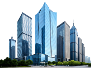 Modern office buildings, isolated on white background