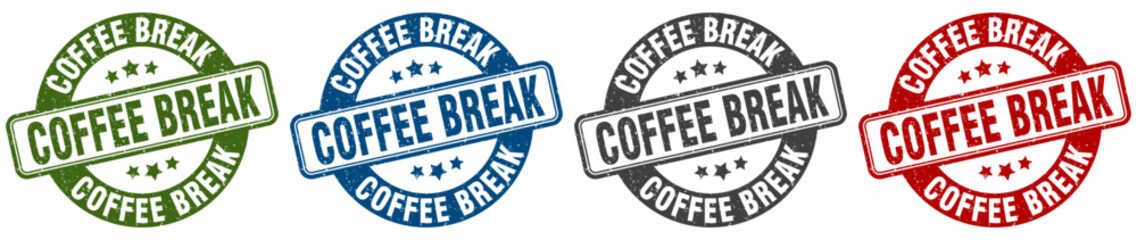 coffee break stamp. coffee break round stamp set isolated on white background