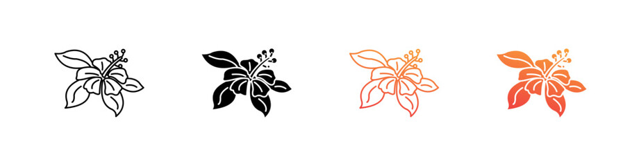 Hibiscus Multiple Style Icon Set Vector 