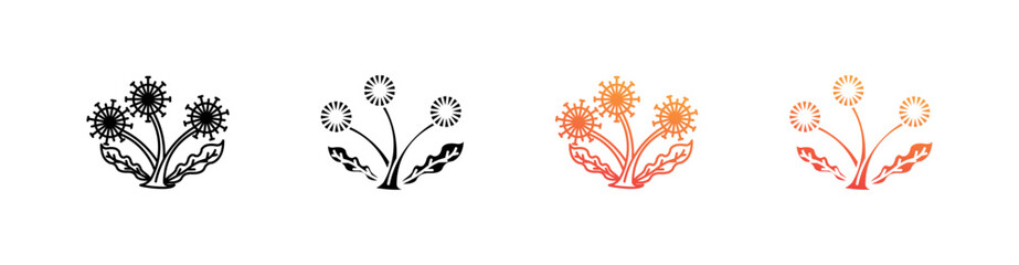Dandelion  Multiple Style Icon Set Vector 