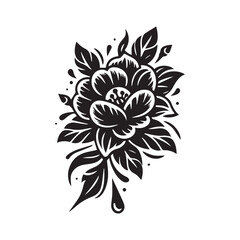 flower silhouette, editable vector image
