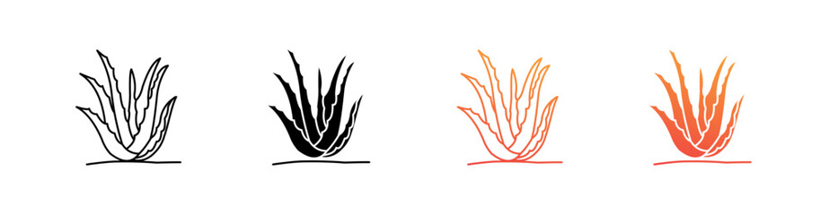 Aloe Vera Multiple Style Icon Set Vector 