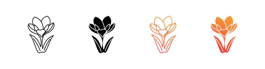 Obraz premium Crocus Multiple Style Icon Set Vector 